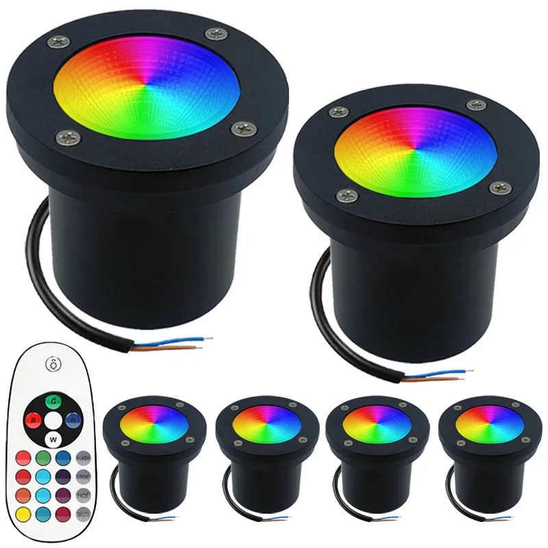 RGB ciepły biały LED podziemne lampy wodoodporny światło krajobrazu 10W W lampa gruntowa ścieżka ogród ogrodzenie podwórka Deck zewnętrzny reflektor punktowy — 2