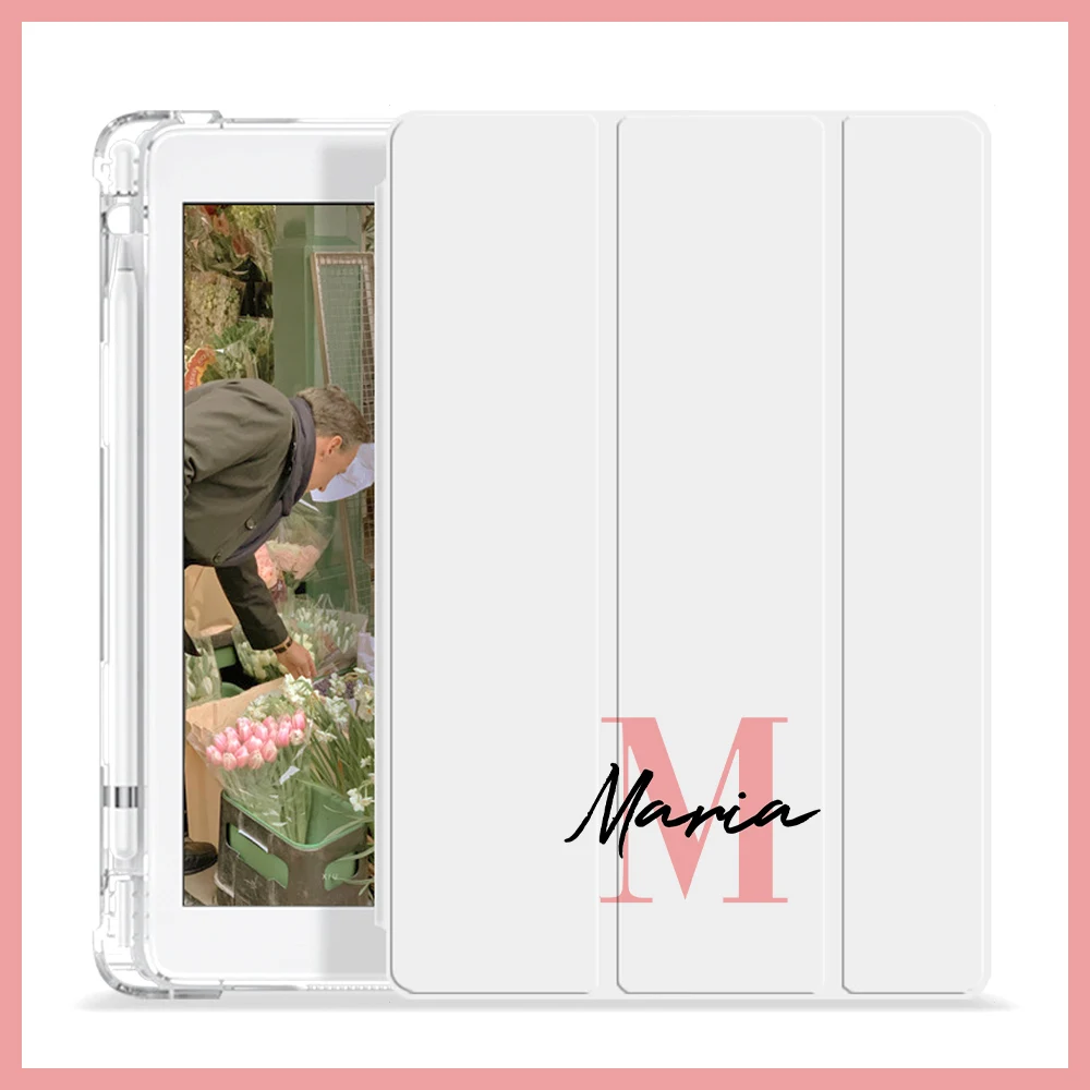 

Custom Name Case for iPad Air 4 9.7 10.2 inch Mini 5 6 9th 8th 7th 6th 12.9 inch Smart Cover with Pencil Holder for iPad Cover