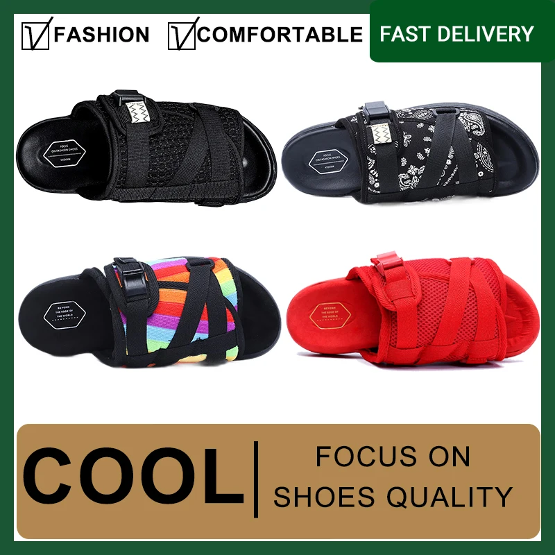 

CHRISTO VISVIM Summer Slippers Mens Casual Slippers Reflective for men woman Fashion Couple beach Slide sandals Men's outdoor