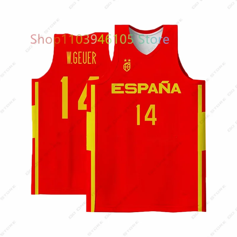 New Spain Basketball Fans Jerseys Kids Oversized Sports Training Jerseys Men's And Women's Quick-Drying Sleeveless Shirt Tops