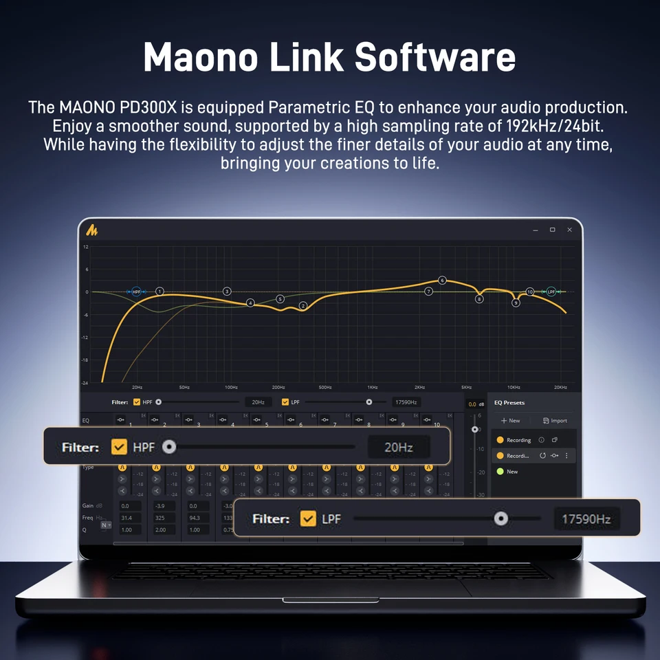 マダオ MAONO PD300X ダイナミックマイク XLR USB ポッドキャスト録音マイク