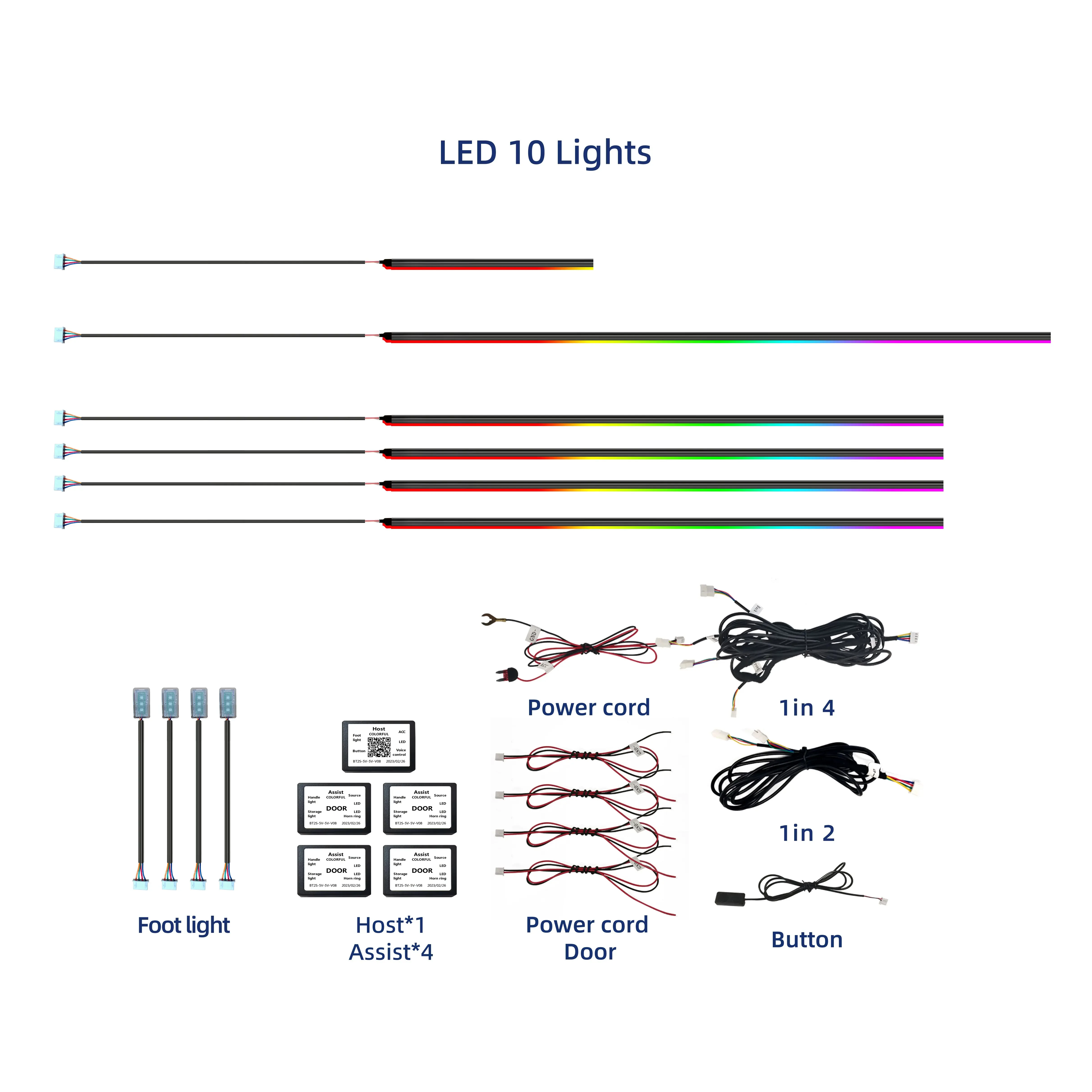 Dreamcolor Acrylic Interior Car Ambient LED Strip Lights - Wireless APP-Controlled RGB 10-in-1 Chasing Kits, 16M Color Changing, Beat-Synced Lights, Static Color Mode, Uniform Light Spread, 12V Input, IC Chip Car Accessories