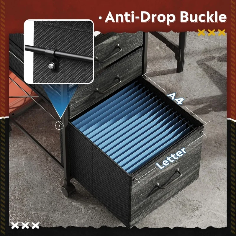 ตู้เก็บเอกสาร GALAXHERO แบบ 3 ลิ้นชัก พร้อมล้อเลื่อน ใช้เป็นแท่นวางเครื่องพิมพ์ได้ เหมาะสำหรับสำนักงานที่บ้าน ตู้เก็บเอกสารผ้าแนวตั้ง ใส่เอกสารขนาด A4 หรือ Letter ได้