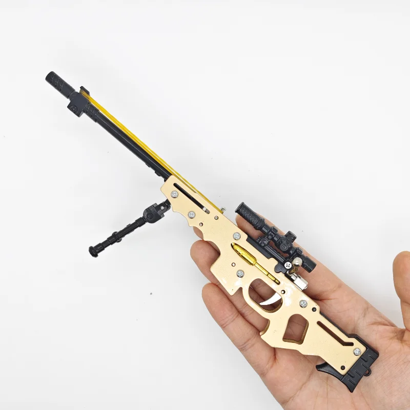 AWM سبيكة 25 سنتيمتر شريط مطاطي بندقية انفصال لعبة اطلاق النار نموذج الحلي أفضل هدية عيد لجامع المسدس