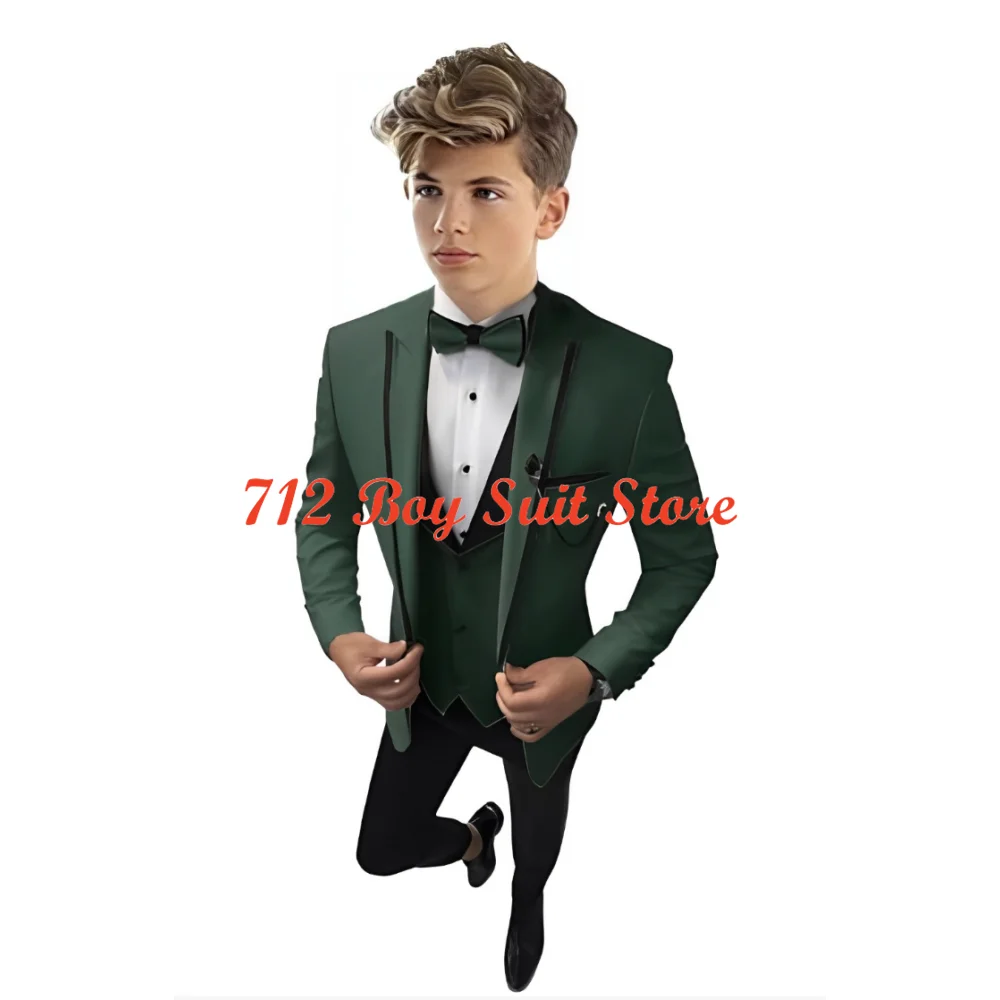 Jongens Smoking Formele 3-delige Bruiloft Kids Pak Slim Fit Blazer Vest Broek Set Kinderen Outfit