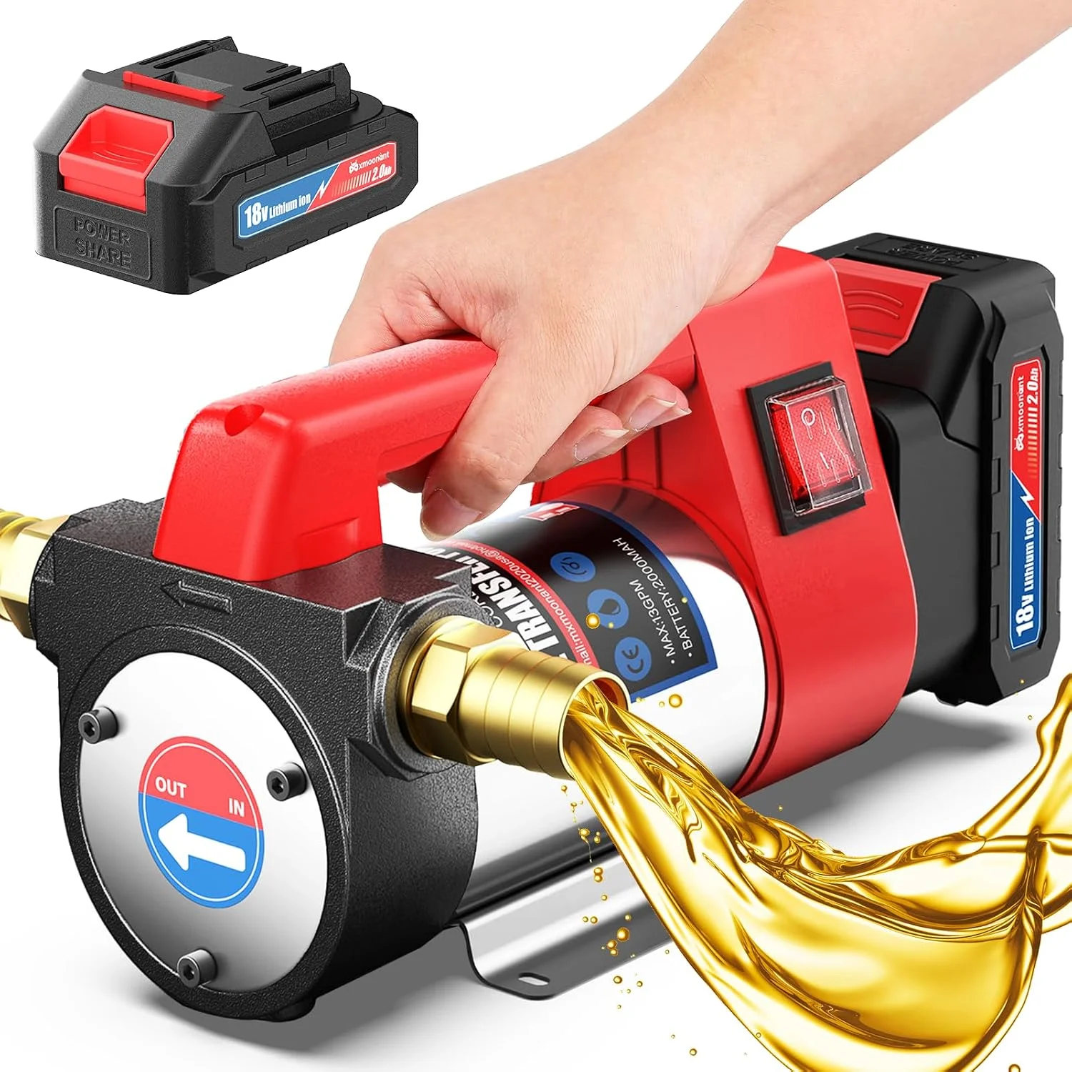 DWiusty 21V Tragbare Elektrische Ölpumpe 4200 U/min Kraftstoff-/Diesel-Extraktor für Auto, Boot, Motor - Automatische Abschaltfunktion Siphonwerkzeug