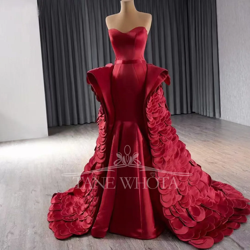 Красное атласное милое вечернее платье русалки 2025, элегантное женское модное платье для выпускного вечера