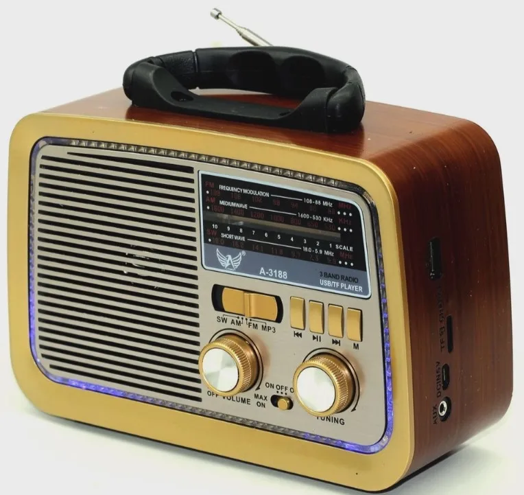 Rádio Am Fm Retrô Vintage Antigo Recarregável Direto Na Tomada Pen Drive Bivolt