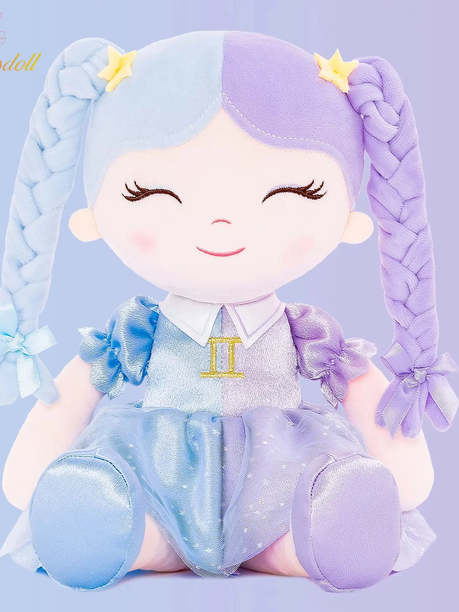 16 inches Baby Girl Gifts Plush Doll Gemin Constellation Doll In Blue Purple Skirt With Gift Box Birthday Gifts