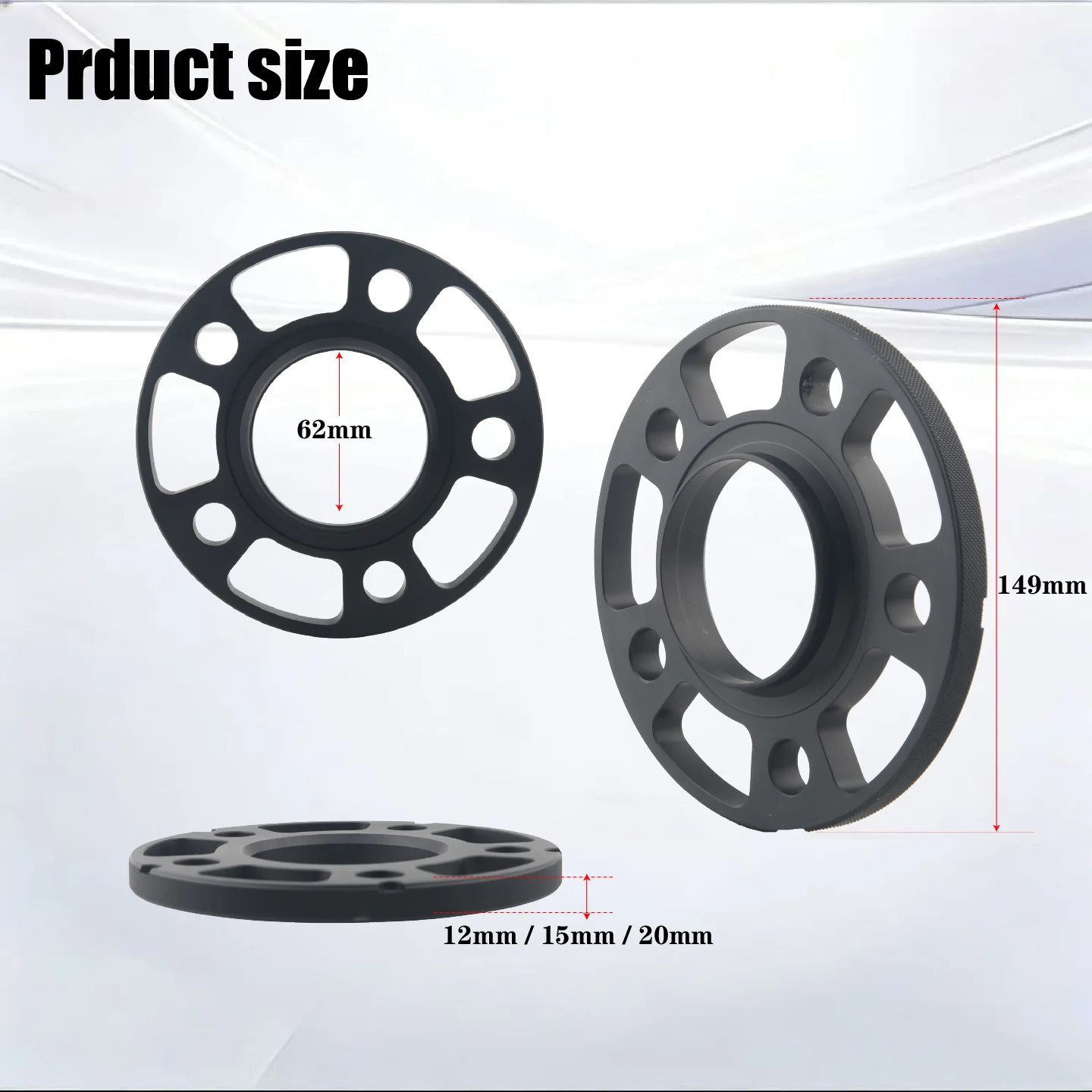 12/15/20mm Radabstandshalter Adapter PCD 5x112 CB 66,6mm-66,55mm 5-Loch Passend für Benz Fahrzeuge 2 Stück/Set Aluminium 6061-T6 – Detail 3