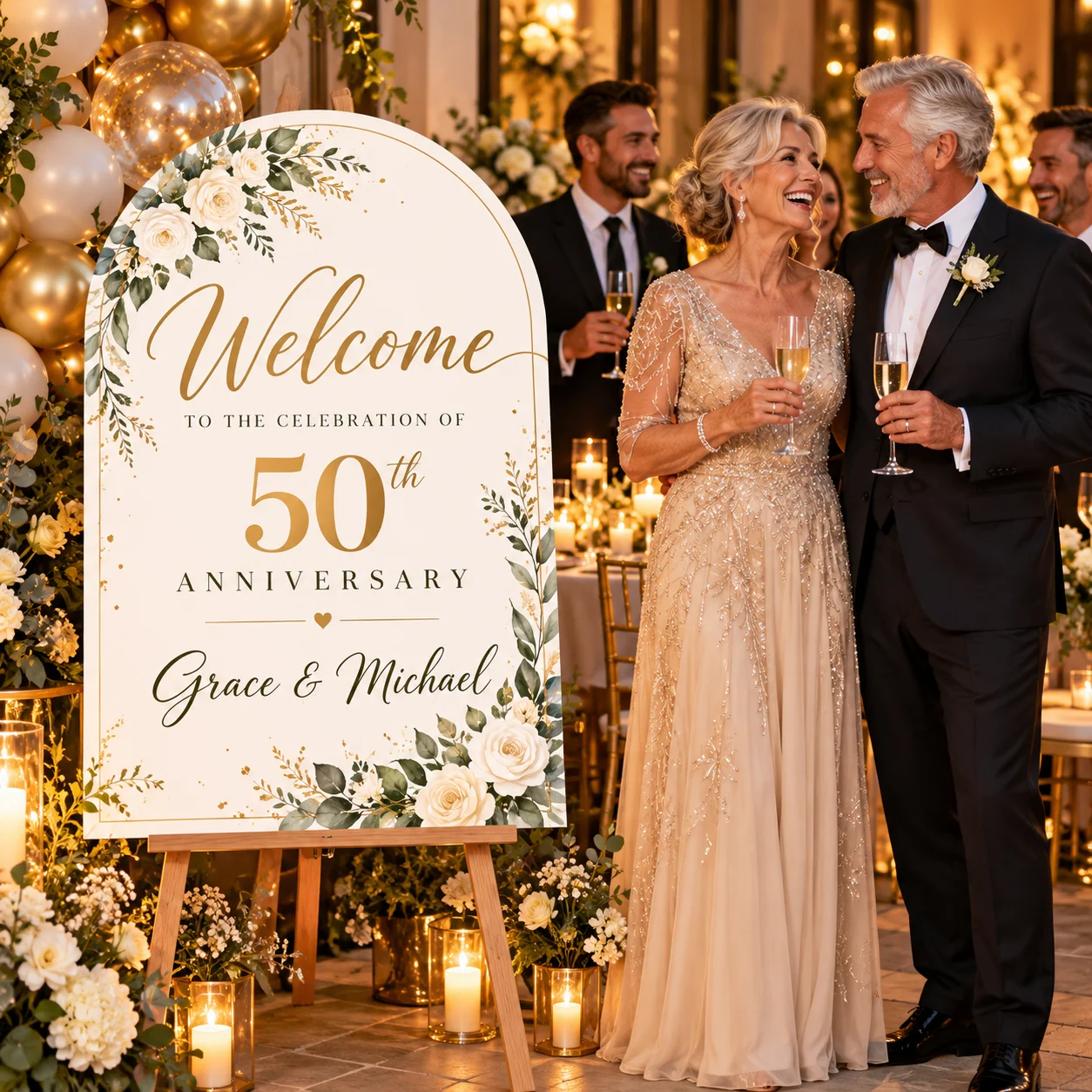 Customizable semi-circular arched welcome sign—personalize it with photos, names, and dates, or add your own custom text. Perfec