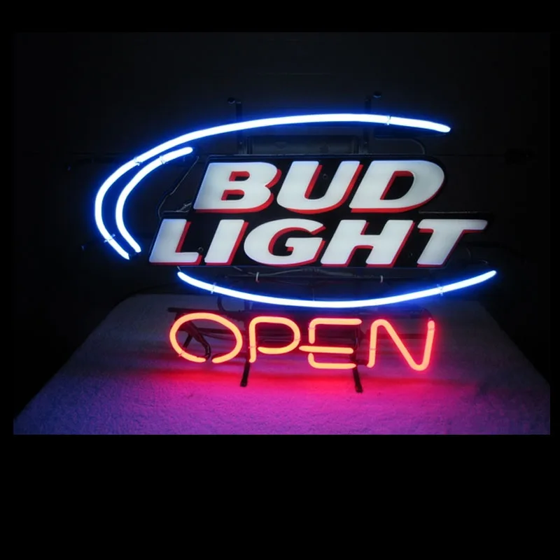 Neon Sign Bud Light Open Neon Bulb Sign 10kv Anime Room Decor Inside Retro Wall sign Vintage Neon Beer Club Art Paint Board Lamp