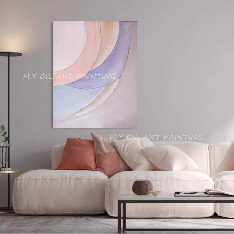 

Ocean Pink Large Size 100% Handpainted Abstract 100% Hand Painted thick canvas large size Oil Painting on Canvas Wall