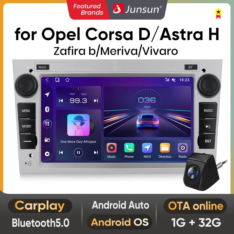 Junsun Wireless Carplay Android Auto Car Radio for Opel Astra H J Vectra Vauxhall Antara With Rear Camera DAB+ OBD2 BT Autoradio