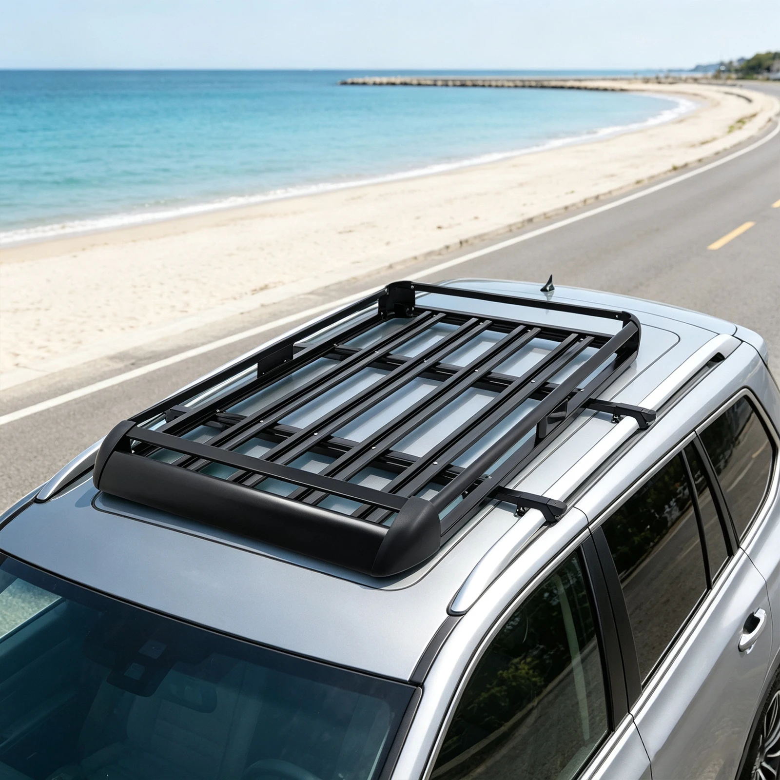 Dachträger mit Verstellbarer Breite, Gepäckträger, Dachkorb, Hochbelastbar 150kg/330lbs für SUV-Modelle mit Integrierten Gepäckträgern – Detail 2