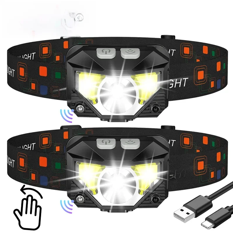 Leistungsstarke LED Sensor Scheinwerfer USB Aufladbare Scheinwerfer Led Kopf Taschenlampe Camping Suchscheinwerfer Kopf Taschenlampe für Angeln Laterne