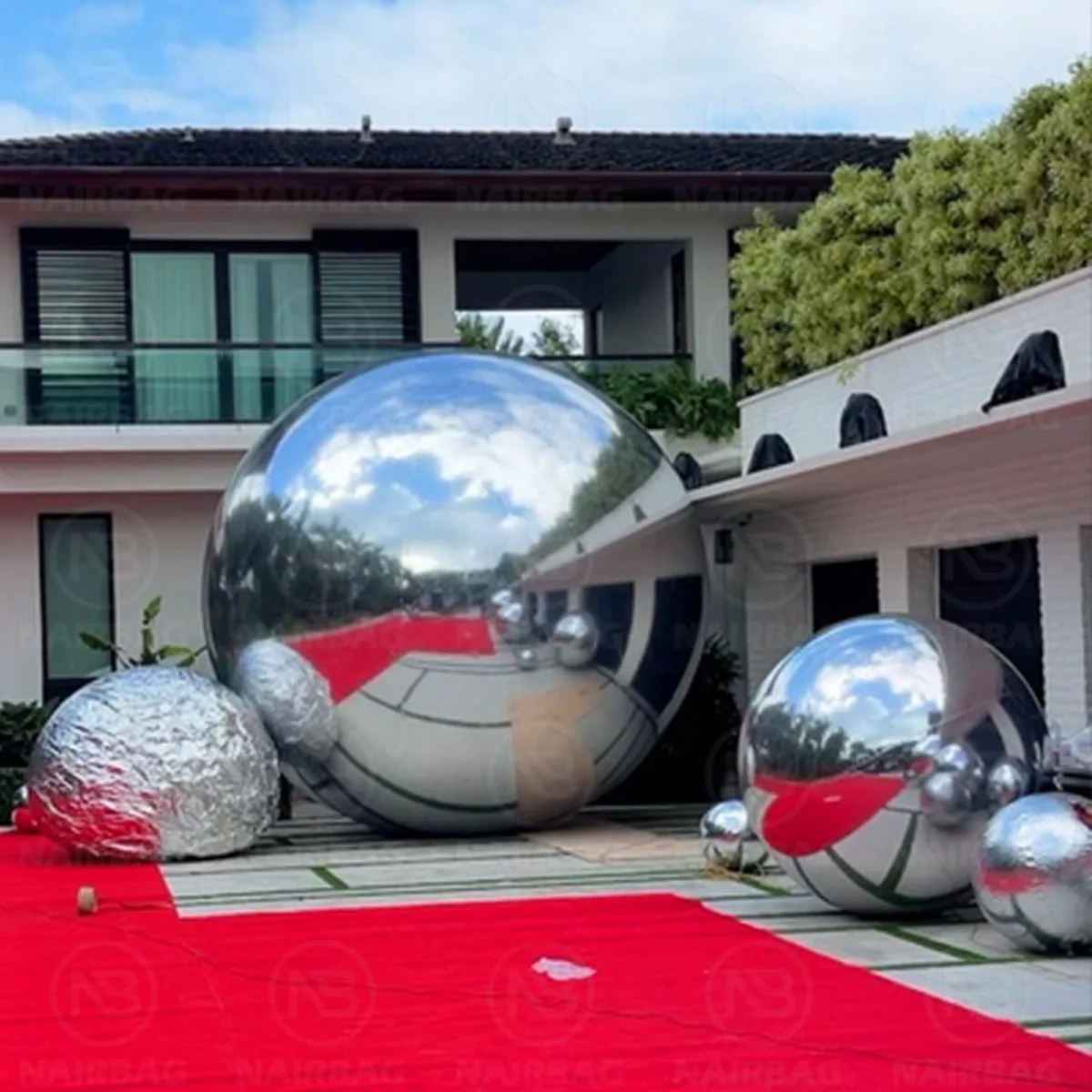 Blauwe Ballen Opblaasbare Spiegel Ballon PVC Reflecteren Giant Bubble Sphere Party Decor Grote Glanzende Ballen Opblazen Spiegel Kerstbal