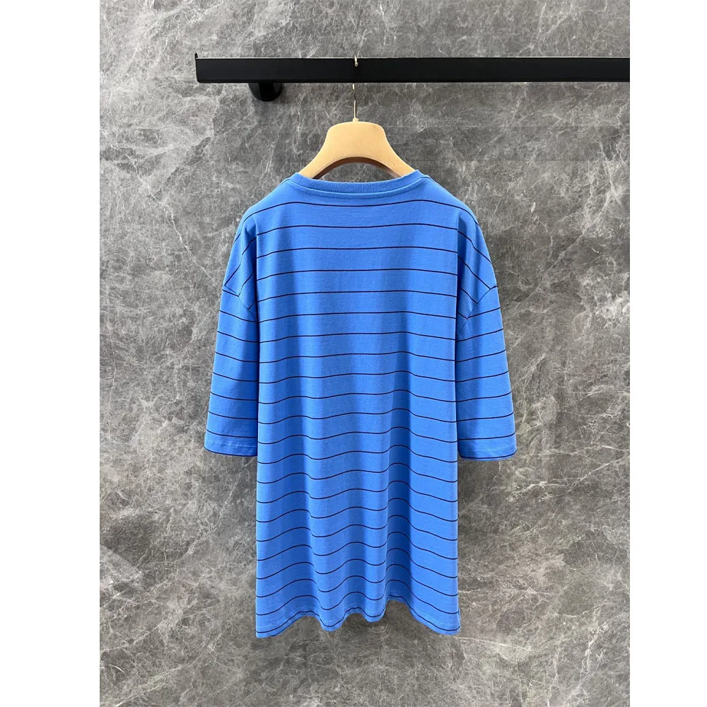 New T-shirts For Women Fashion Blue Loose T shirt Streetwear Clothes stripe short sleeve Tees Female Clothes