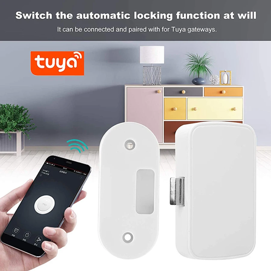 TUYA Smart Bluetooth Drawer Lock APP Unlocking No Punch Invisible Electronic Lock File Cabinet Wardrobe Door Hidden Lock