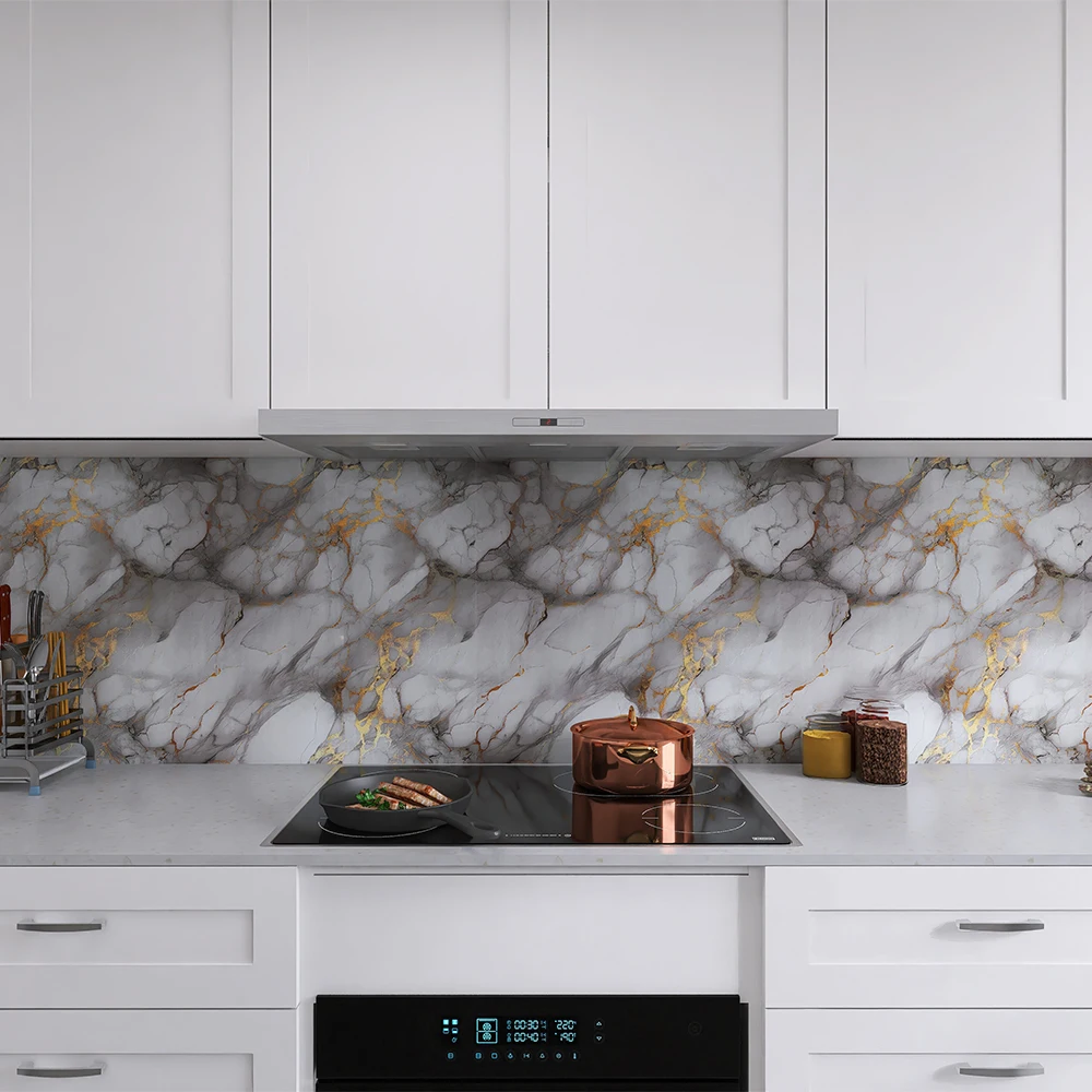 55cm Marble Self-Adhesive Kitchen Wallpaper Waterproof and Mildew Proof PVC Wall Sticker Decorative Film Home Decoration