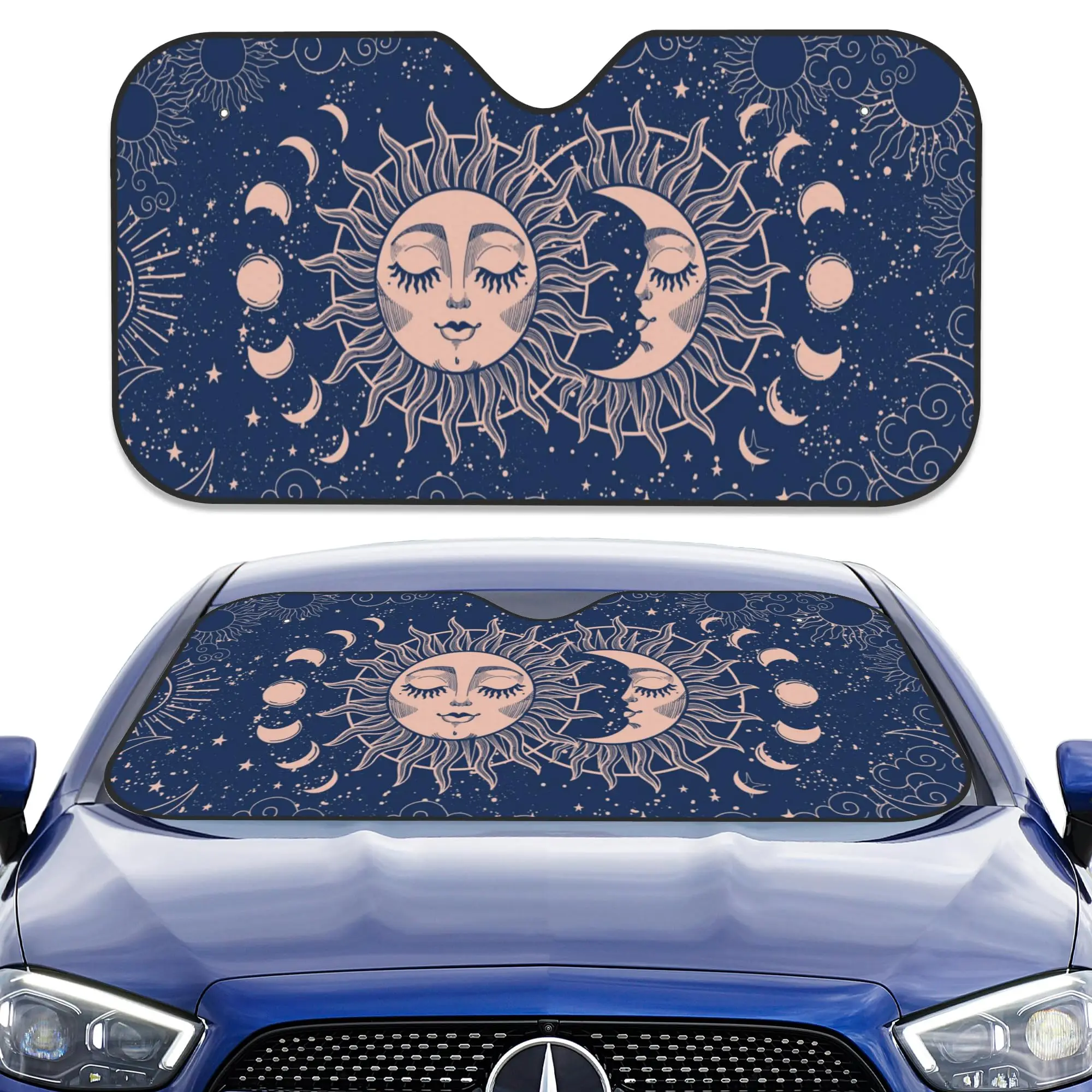 

Tarot Astrology Magic Crescent Moon Sun Car Windshield Sunshade Sun Heat UV Rays Visor Protector for Car Truck SUV