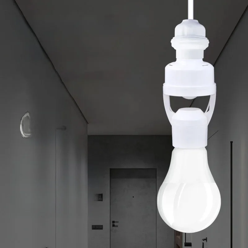 Base de tête de lampe avec capteur de mouvement AC85-265V, interrupteur E27, support d'ampoule, adaptateur de prise, convertisseur, capteur de corps infrarouge à Induction humaine