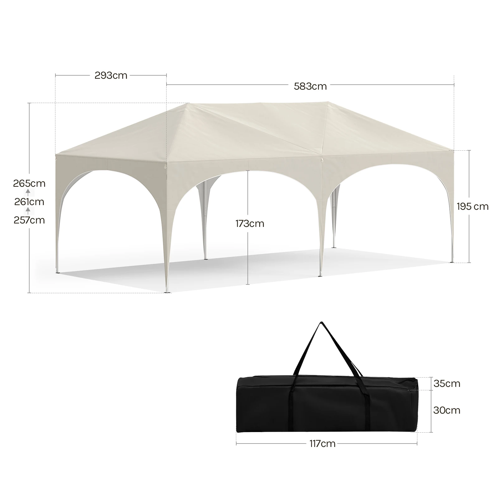 WOLTU 3x6m Gartenpavillon Faltbarer Pavillon mit 6 Seitenwänden Höhenverstellbar Wasserdicht UV-Schutz Partyzelt mit Tasche – Detail 22