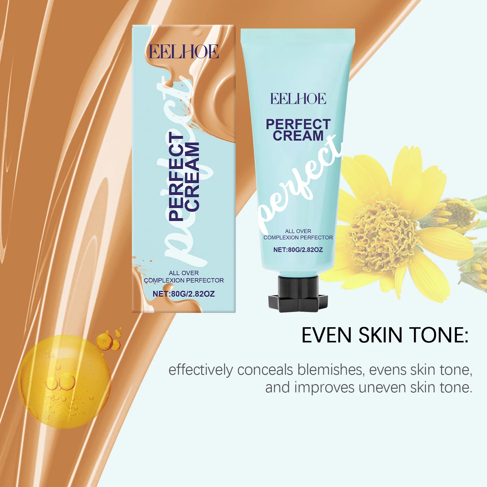 Eelhoe 80g Blijvende Make-Up Concealer Crème Natuurlijke Kleur Matte Olie Controle Waterdicht Verhelderende Huidskleur Volledige Dekking Smet