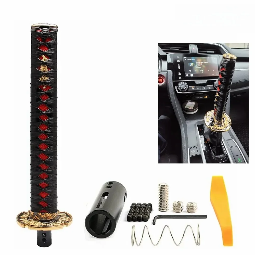 Miecz samuraja automatyczna skórzana gałka zmiany biegów uniwersalna do zamka/przycisku skrzynia biegów Cool Katana dźwignia zmiany biegów dźwignia 100/150/260MM — zdjęcie 2