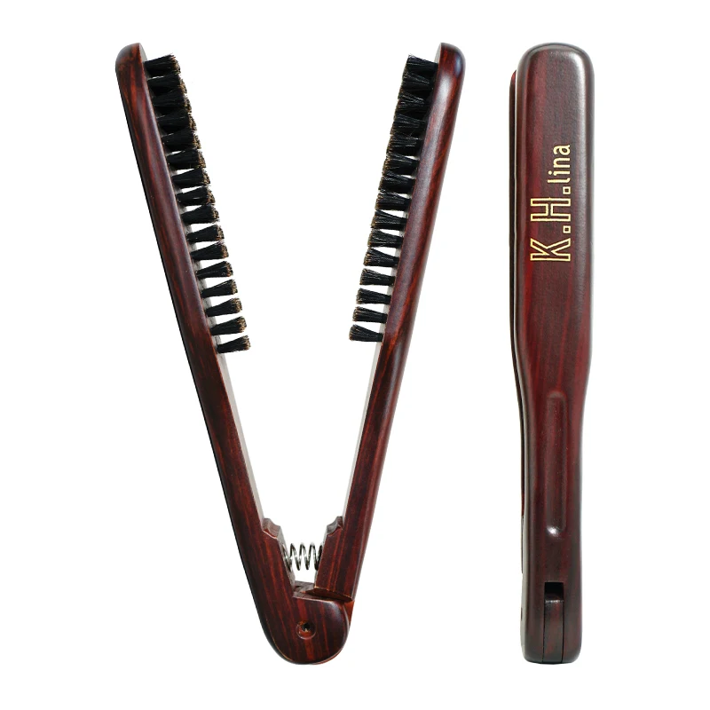Pro Friseur Haarglätter Haarbürste Nylon Haarglättung Doppelbürsten V-Form Kamm Klemme Styling Werkzeuge DIY – Detail 2
