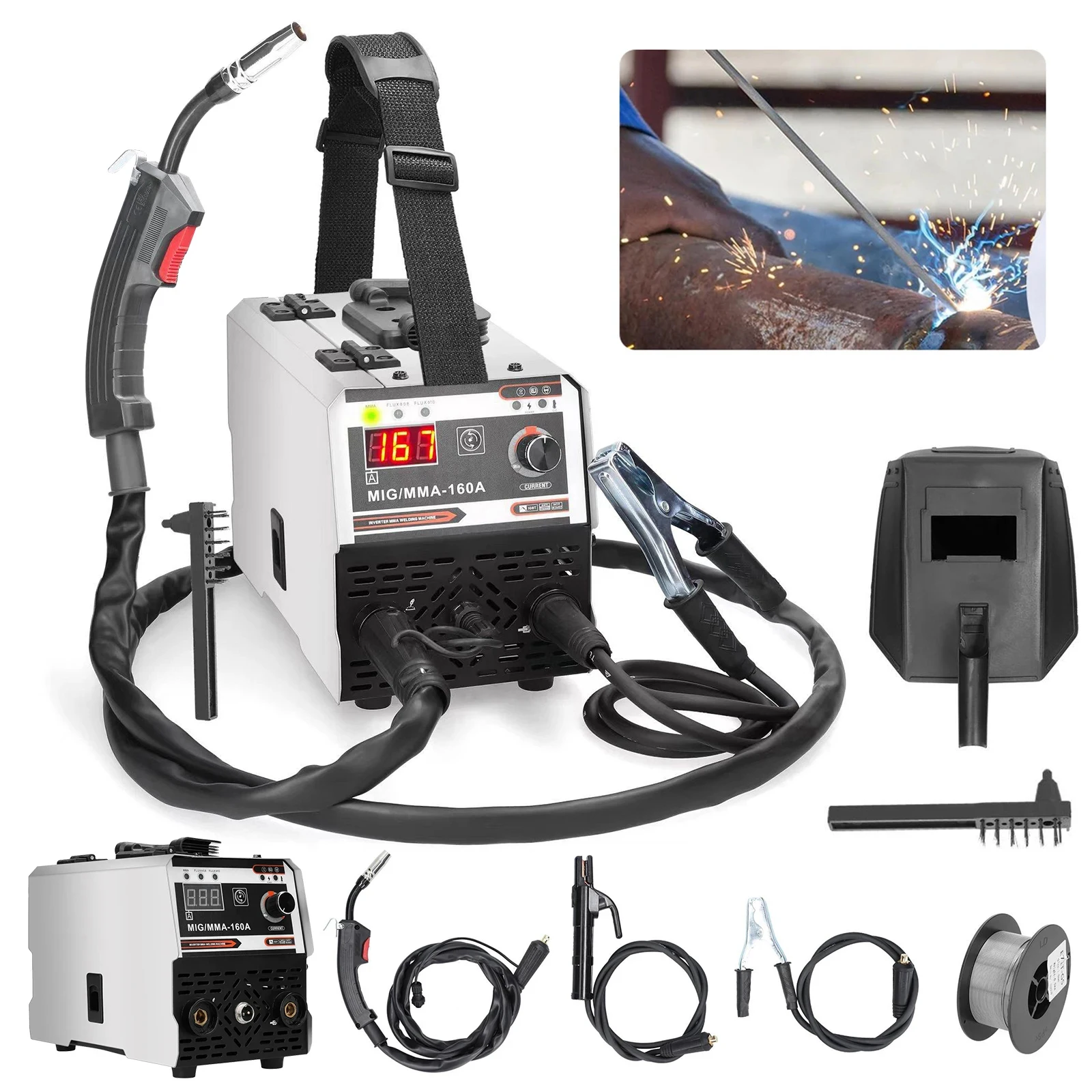 2-in-1 MIG MMA-lasmachine IGBT DC-omkeerlasapparaat Automatische draadaanvoer Contactlassen Niet-gas afschermende booglasser