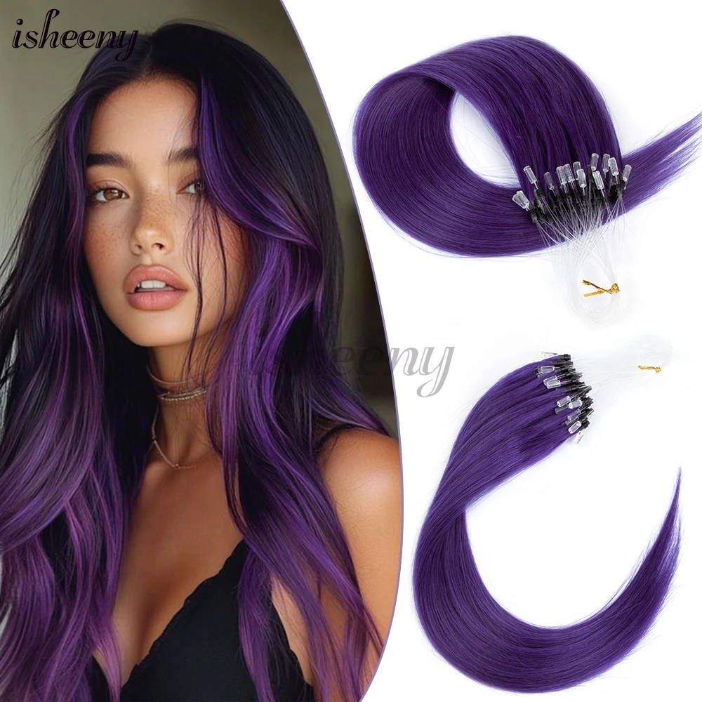 

Fancy Color Micro Loop Ring Human Hair Extensions 12 16 20 inches Natural Straight Micro Link Hair Extensions 12 colors isheeny