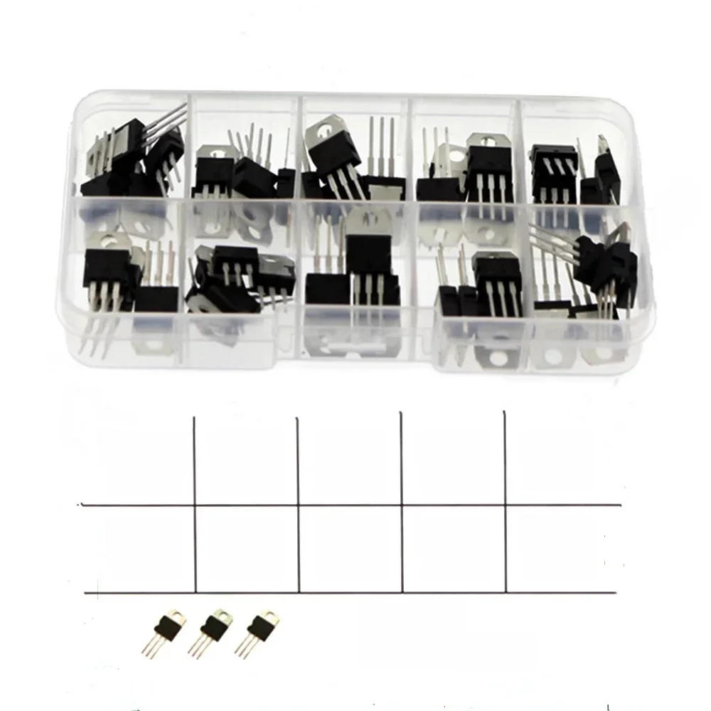 Kit IC de régulateur de tension, 5/50 pièces, LM317T L7805CV L7806CV L7808CV L7809CV L7810CV L7812CV L7815CV L7818CV L7824CV TO-220
