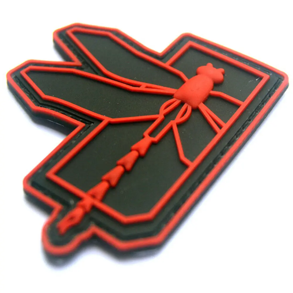 Low MOQ Custom PVC Patches Logo Personalized DesignDragonfly Tactics Usa 3D Pvc Badge Rubber Tactical Hook Loop Patch