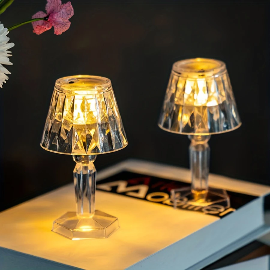 

LED Diamond Table, Cordless Color Changing Touch Lamp, Bar Crystal Lighting, Decorative Small Table Lamp for Bedroom Living Room