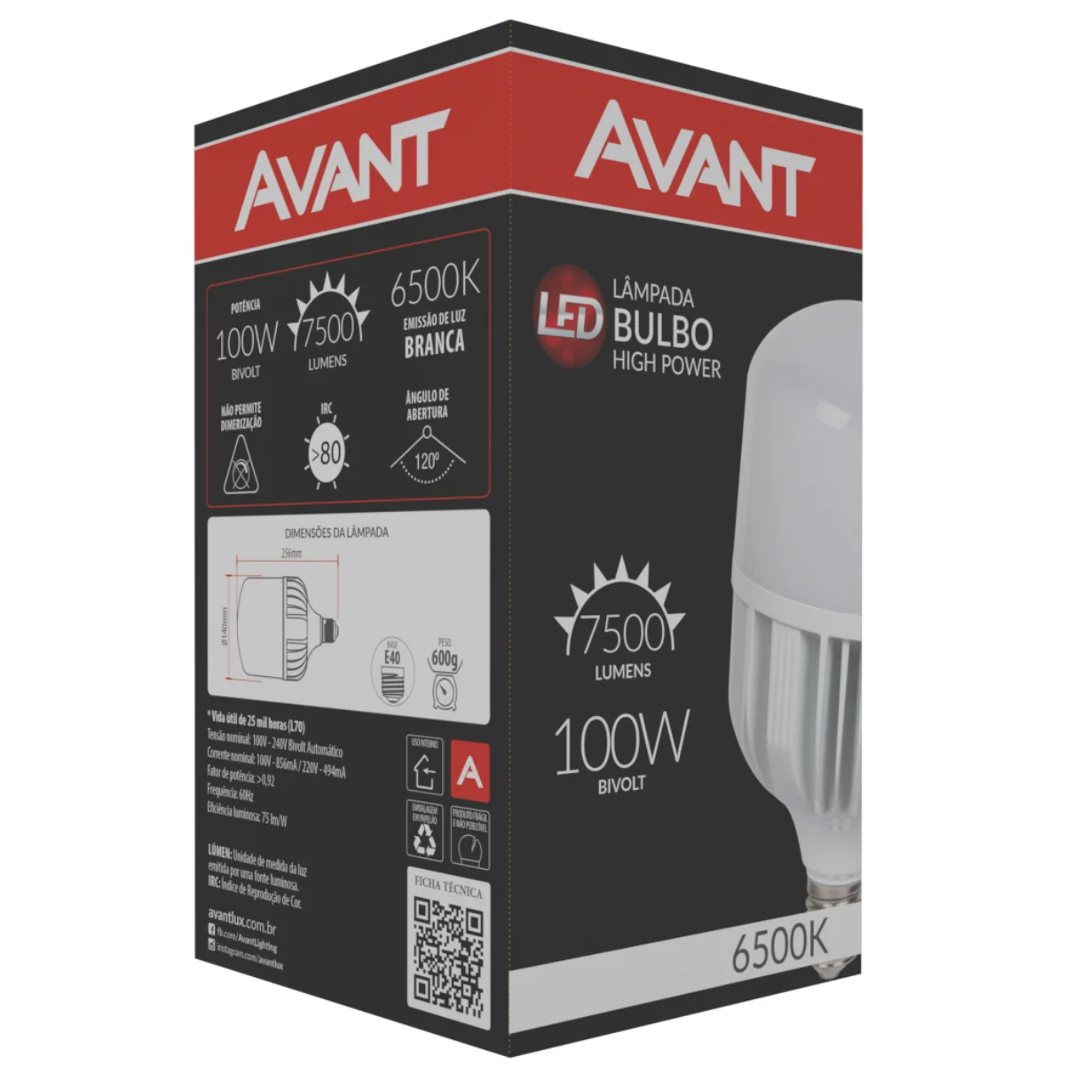 Led Lamp 100W High Power Cold White Nozzle E40 Bivolt Avant