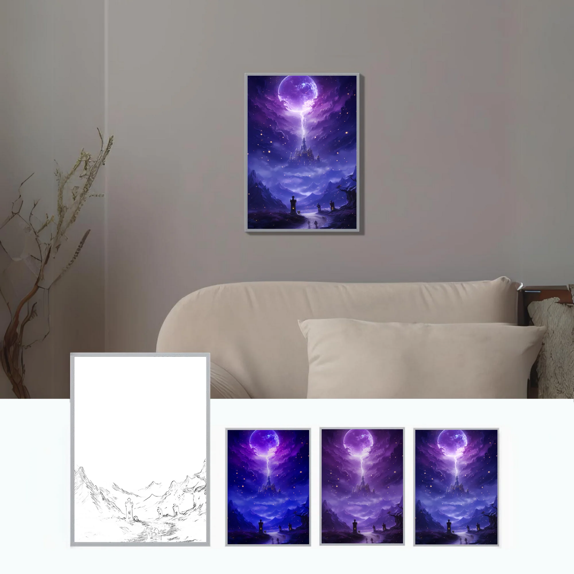 HD anime mysterious atmosphere ambient light painting decorative ornaments, USB dimming ultra-narrow frame mood night lamp gifts