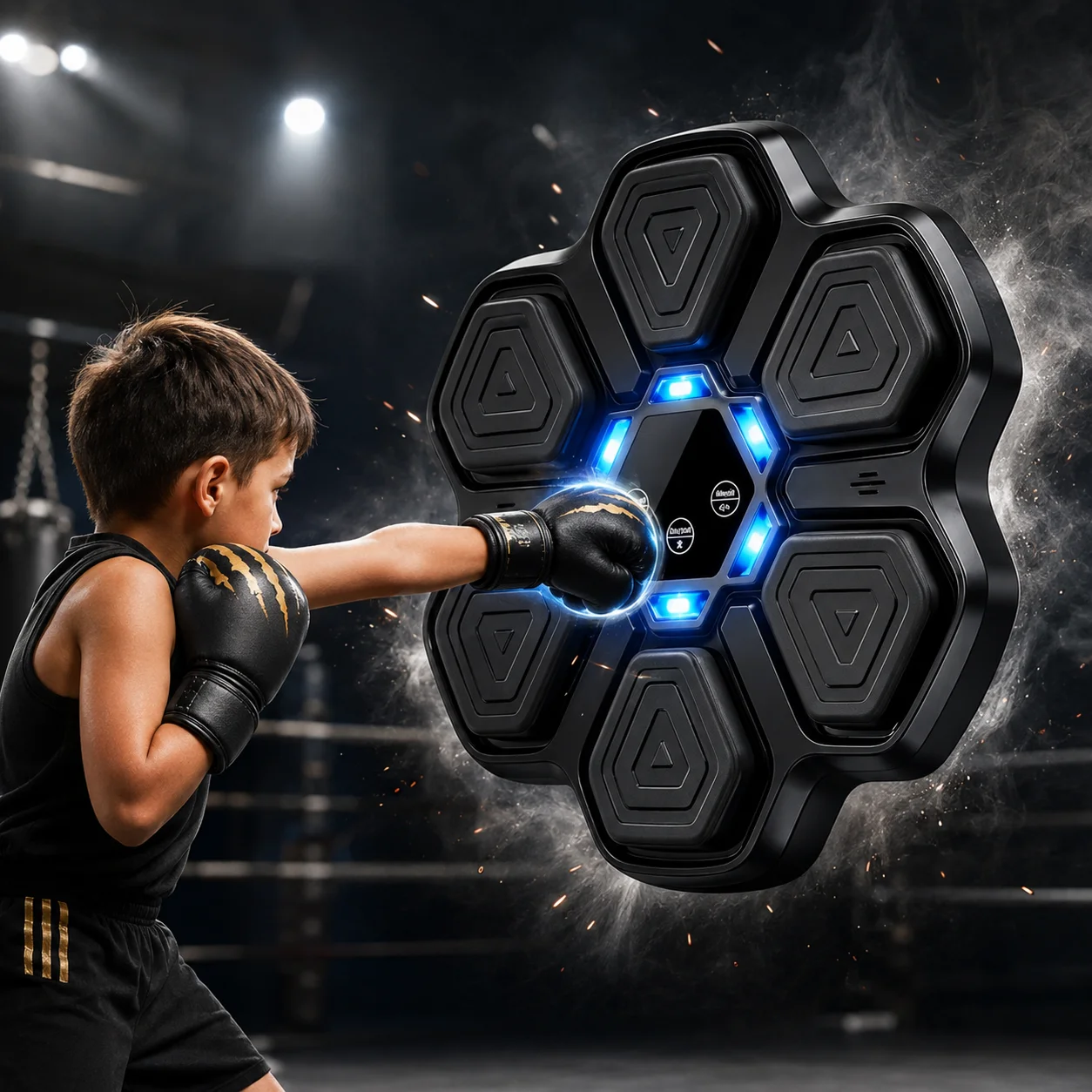 Led Gloves Music - Настенный детский боксерский тренажер с Bluetooth,