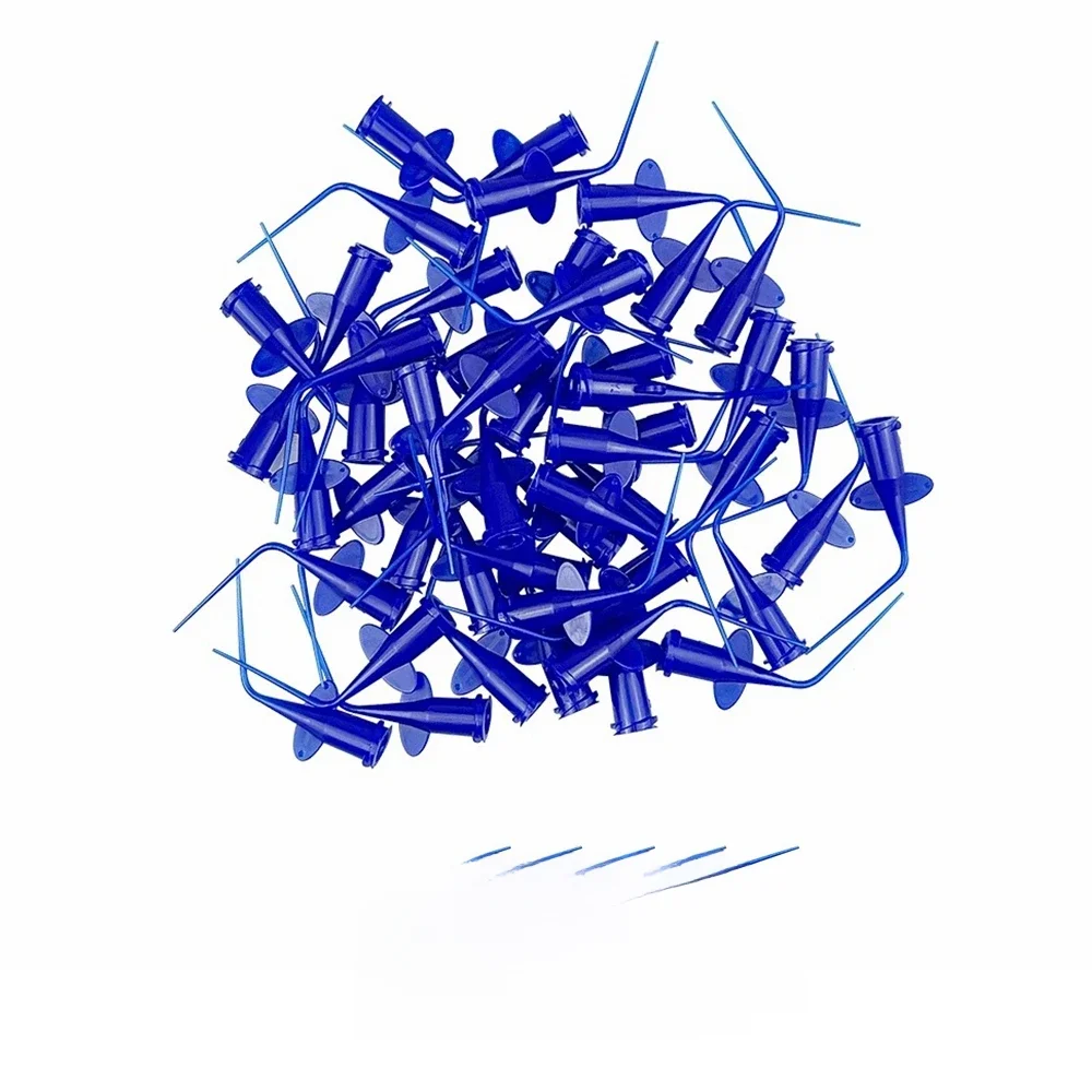 Embout de seringue dentaire jetable, 50 pièces, pour thérapie du Canal radiculaire, Irrigation Endo, pointe d'aiguille jetable, matériaux de dentisterie de 0.25mm