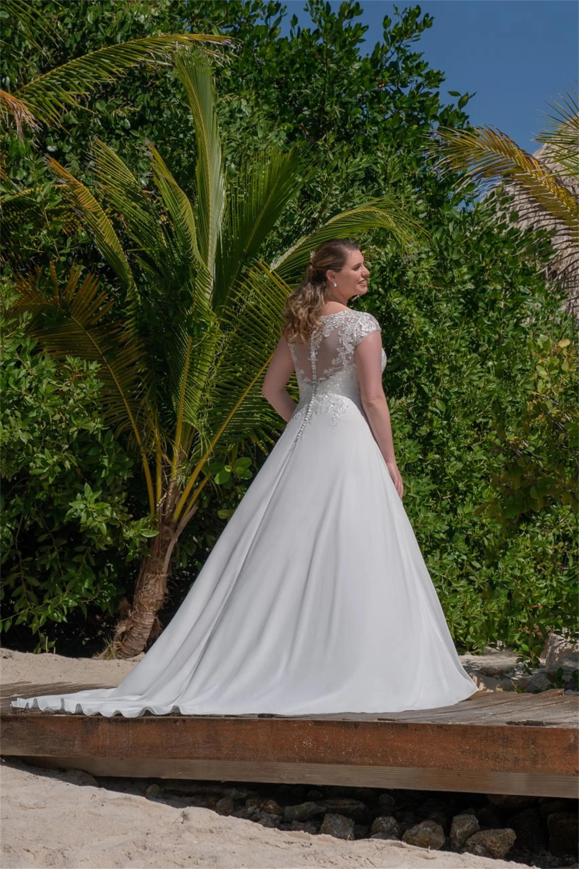 EVON BRIDAL Temperament Cap Sleeve A-Line Wedding Dress Plus Size 2025 V-Neck Chiffon Bride Gown Vestidos Novias Boda Customizd