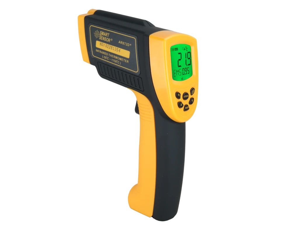 مستشعر ذكي AR872D + عدم الاتصال الأشعة تحت الحمراء ميزان الحرارة الرقمي بطارية 9 فولت