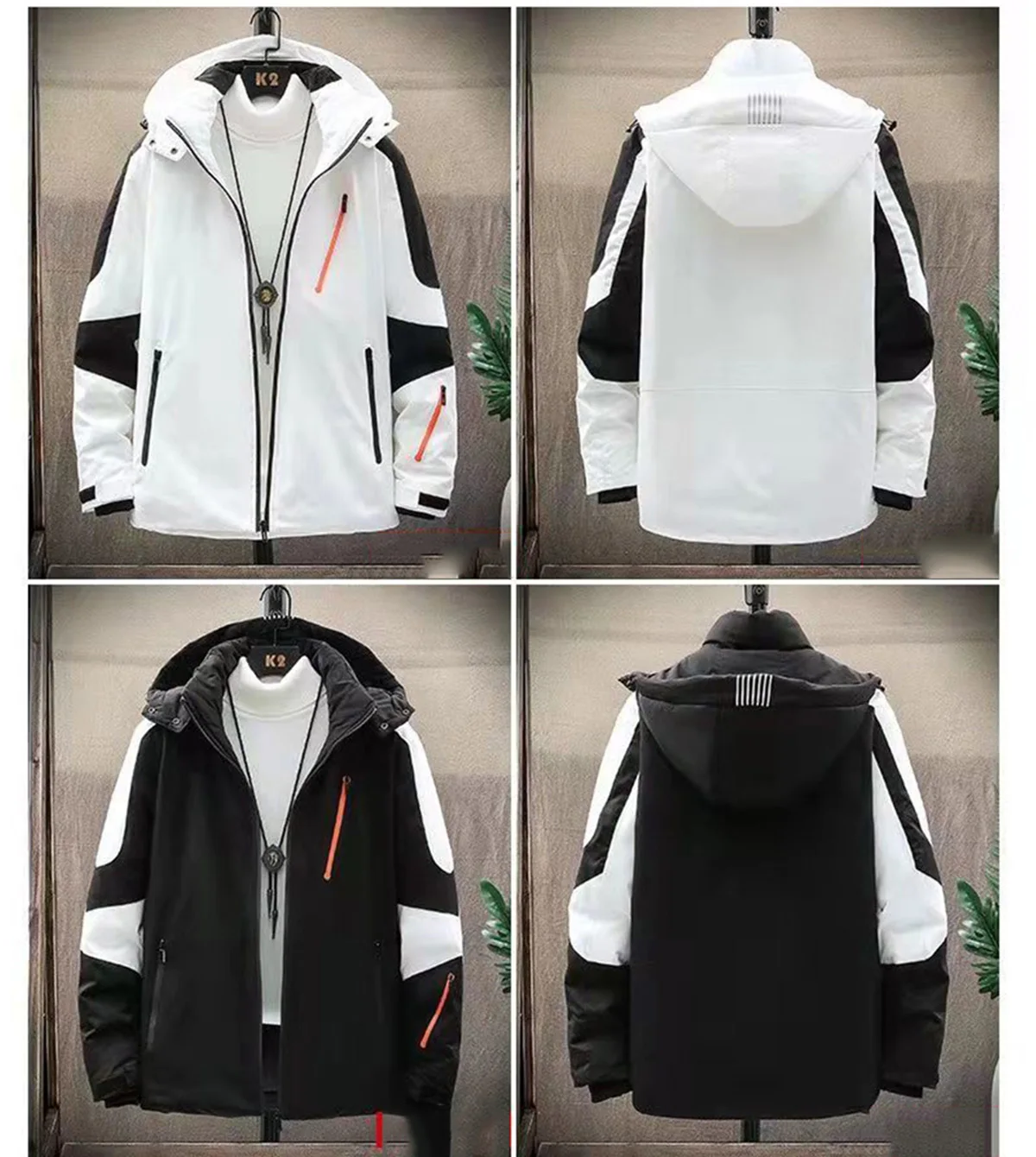 Casual white duck down jacket unisex sports hooded couple man winterjackets pie black y2k clothes zip bomber overcome hoodie