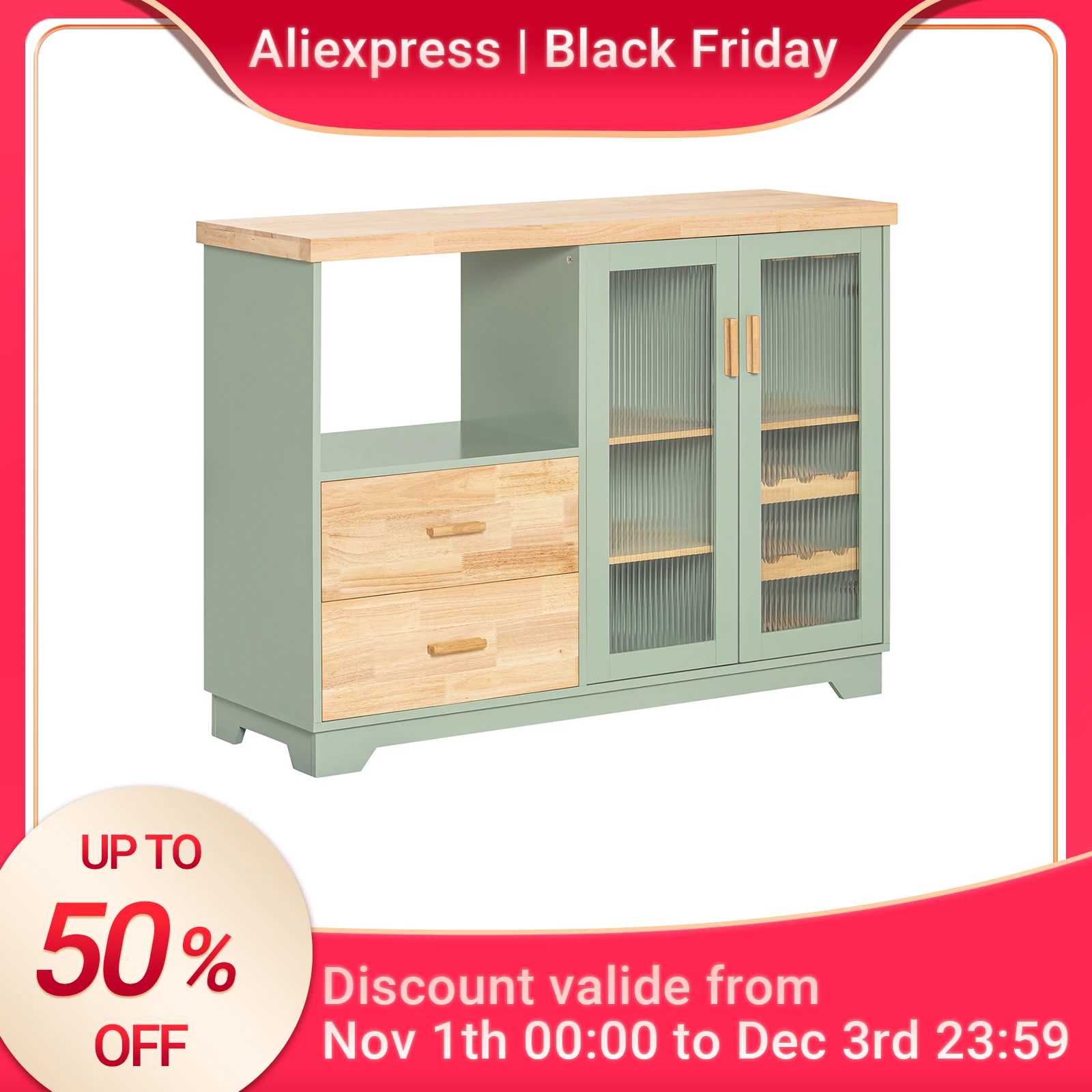 SoBuy FSB81 Buffet Buffet avec 2 portes en verre Armoire de cuisine Armoire de commode Armoire de couloir Armoire latérale Armoire à micro-ondes