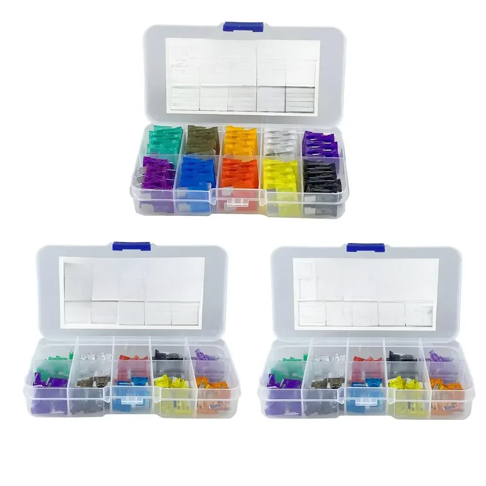 Mini fusibles de voiture automatiques moyens 2A/3A/5A/7.5A/10A/15A/20A/25A/30A/35A Amp avec mallette de rangement, Kit de jeu de fusibles à lame d'assortiment