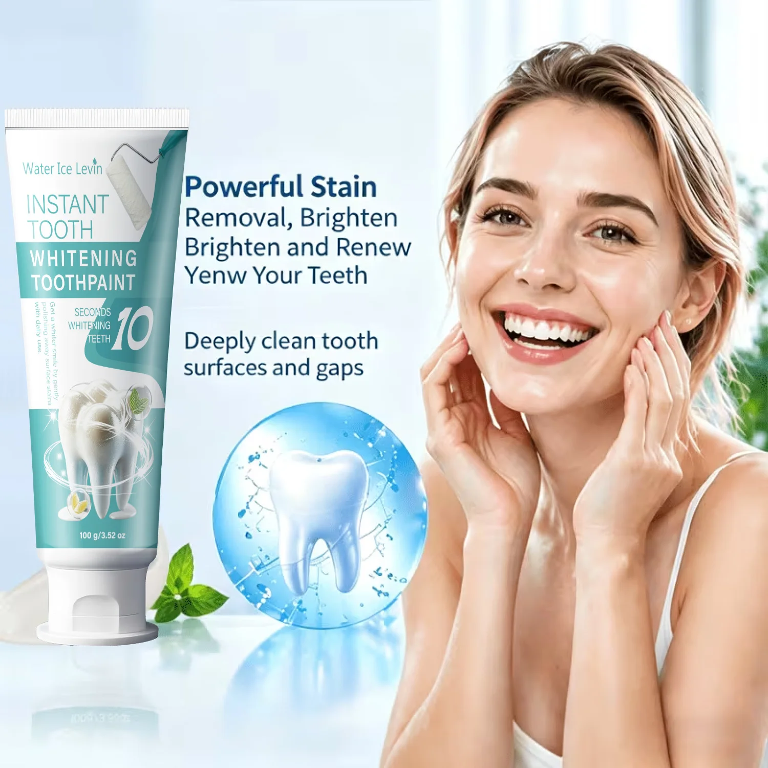 Water Ice Levin 100g Toothpaste Activated Carbon Vitamin C Collagen Gentle Cleaning Fresh Breath Daily Care