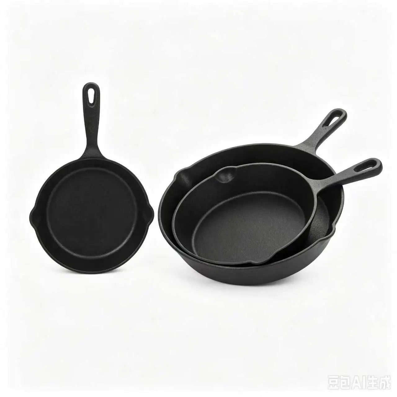 Cast Iron Skillet Set 3‑Piece Non‑Coating Frying Pan Pre‑Seasoned Cooking Pan Set Multi‑Size Grill Pan for Gas Induction Oven Stovetop Kitchen Cookware