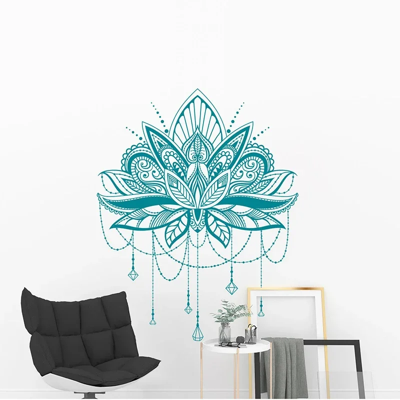 Naklejka ścienna Mandala-Mandala Lotus naklejka, prezent dla niej, prezent dla siostry, prezent dla najlepszego przyjaciela, naklejka z henną A12-001 — zdjęcie 2