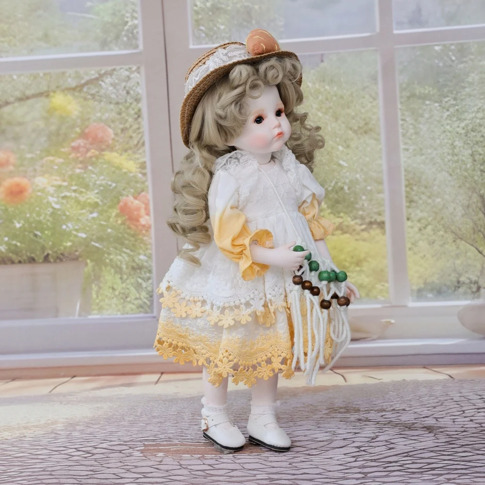 Cloveray 13-дюймовая керамическая реалистичная толстая фарфоровая кукла для всего тела, супер милая ретро-керамическая кукла, платье, съемный художественный подарок