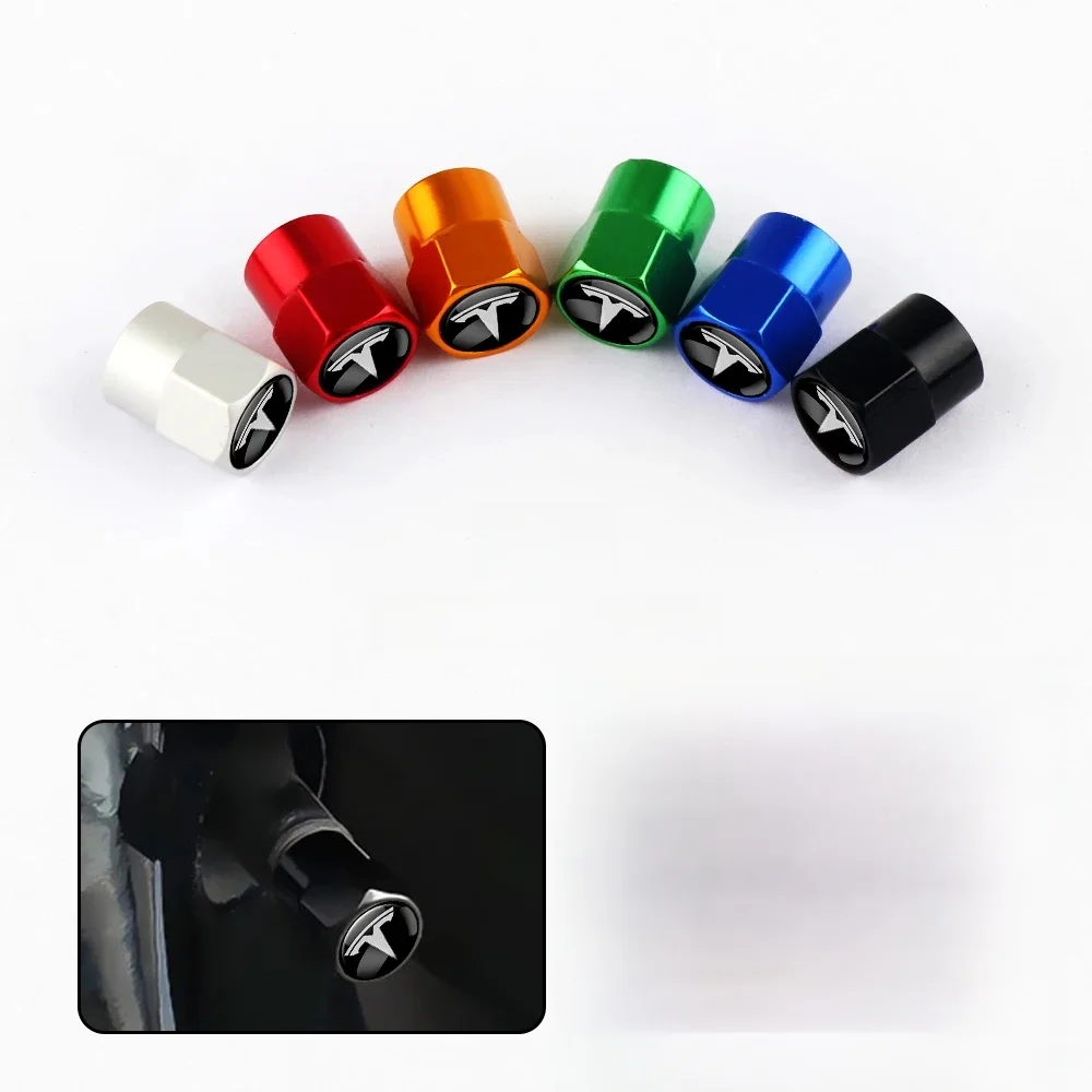 Bouchons de Valve de pneu de roue, accessoires de voiture, couvercle de tige pour Tesla modèle Y modèle 3 2017 – 2023/MODEL3 Highland 2024 modèle S modèle X 4 pièces
