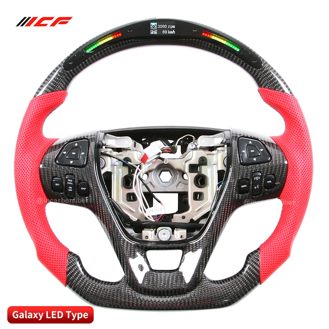 For Ford Carbon Fiber Car Steering Wheel LED Flash Display Perforated Leather Multiple Customized Solutions